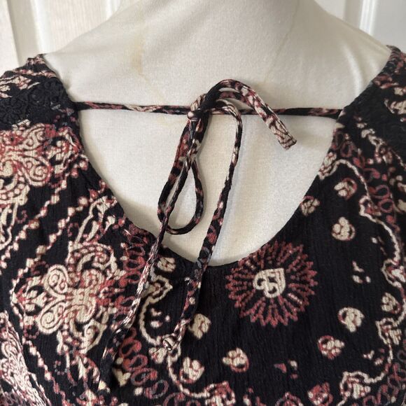 Womens Top Plus Sz 3X Peasant Whimsigoth Fairy Grunge Boho Bell Sleeve Black - Picture 2 of 14